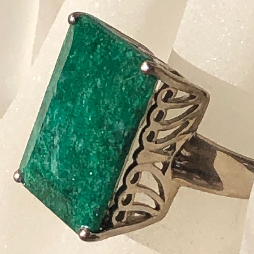 Genuine Indian Emerald Sterling Silver Ring